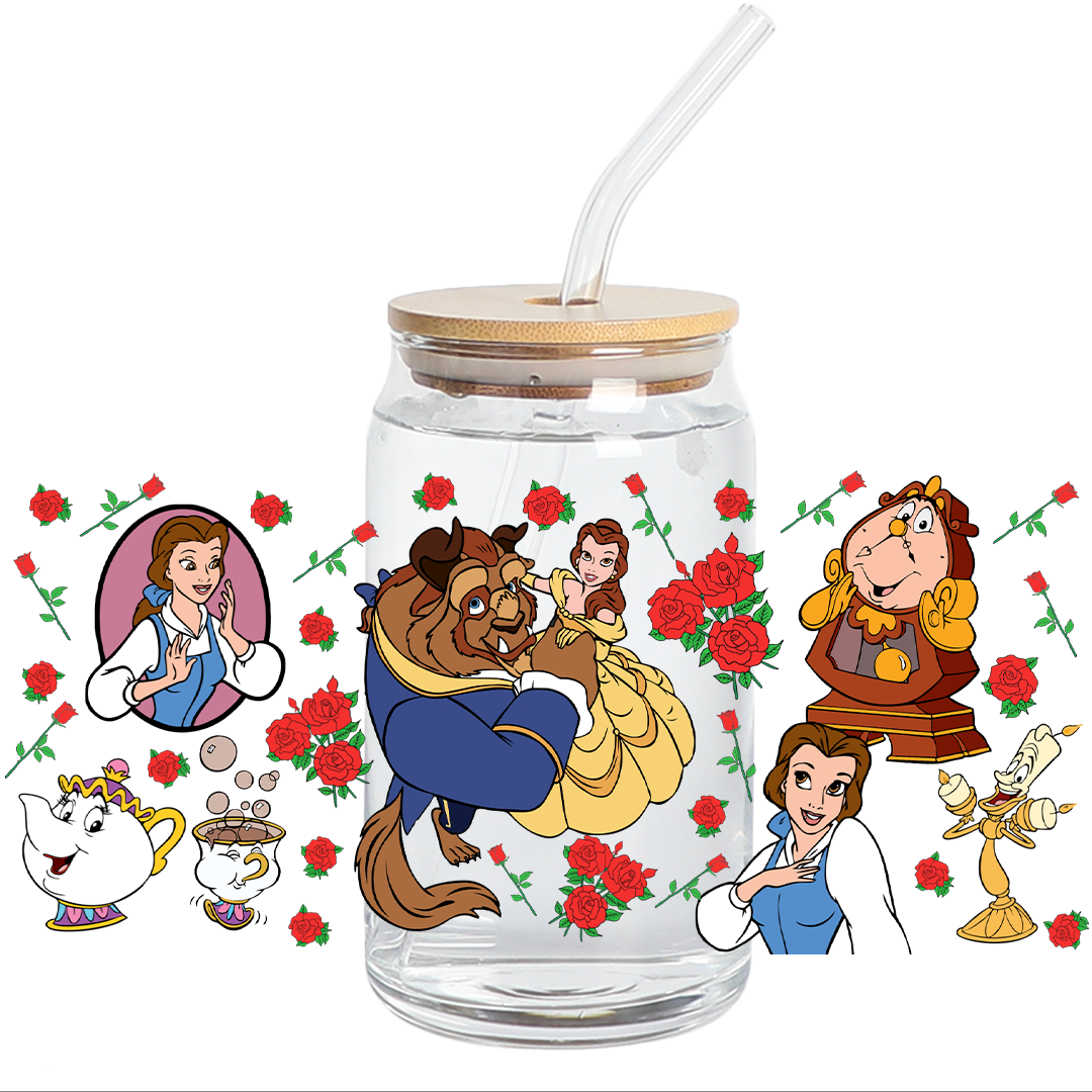 1pc, Cartoon Princesses Uv Dtf Cup Wrap For Glass Cup,uv Dtf Cup