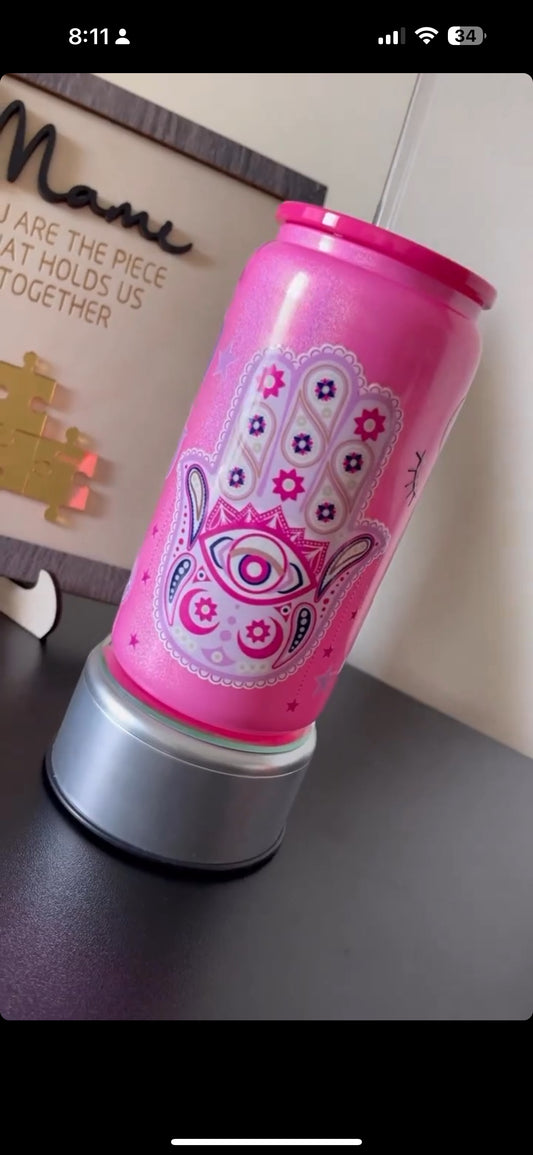 Cup Wrap Uv Dtf Sticker - HAMSA big pink HAMSA 16oz Libbey cup Wrap