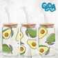 UV DTF Stickers Wrap -  Stylish Avocados Libbey cup Wrap