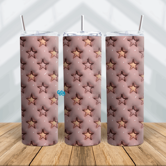 3D - ROSE GOLD STARS Straight 20oz Tumbler wrap Vinyl