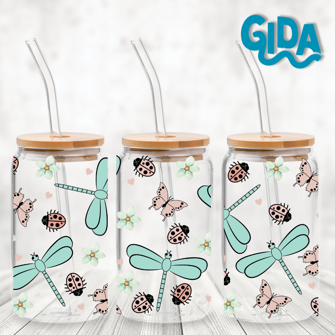 Cup Wrap UV DTF Stickers - Cute Dragonfly Libbey cup Wrap