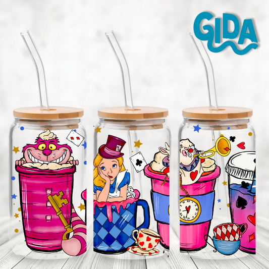 UV DTF  WRAP -  Alice wonderland coffee libbey cup Wrap