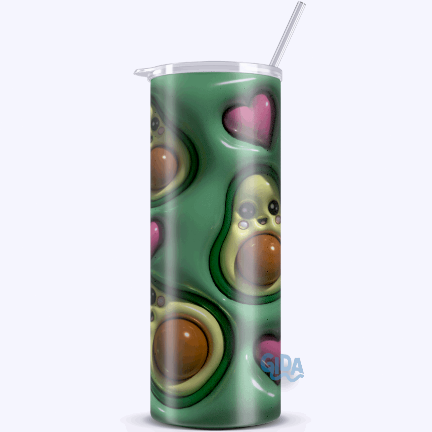 3D - avocados with hearts Straight 20oz Tumbler wrap Vinyl