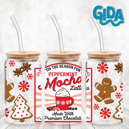 UV DTF -  Mocha Latte Christmas 16oz Libbey cup Wrap