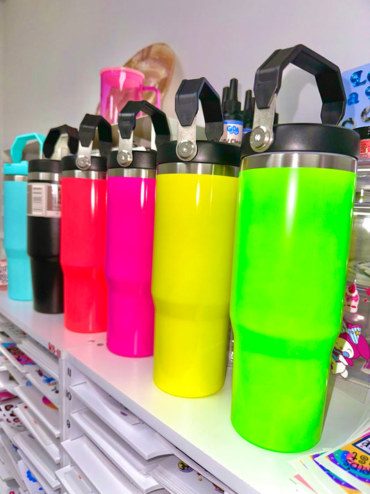 30 oz blank sublimation NEON Bottle colored with handle