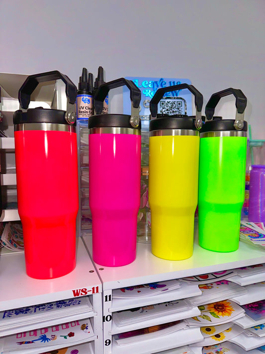 30 oz blank sublimation NEON Bottle colored with handle