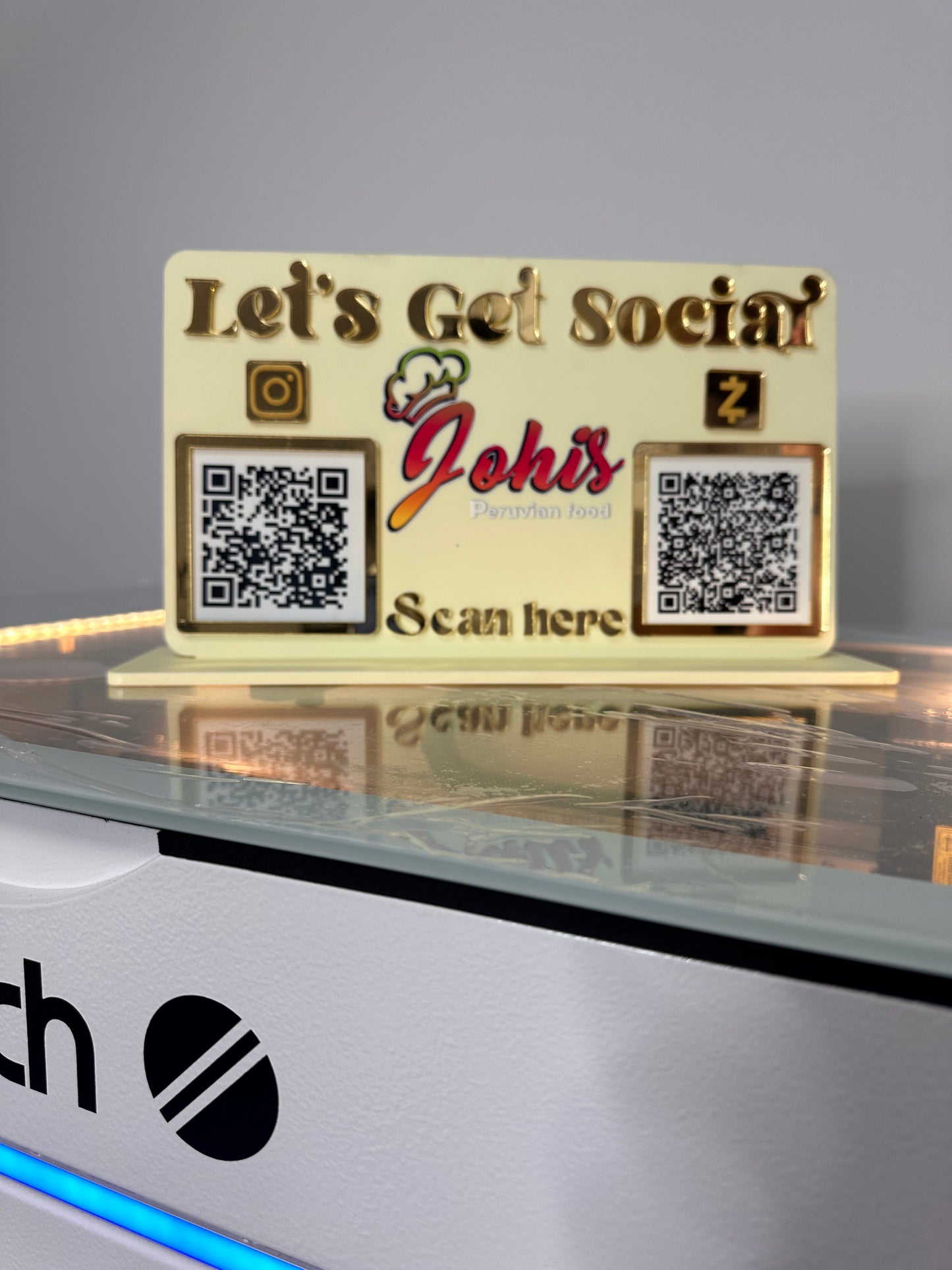 Qr Acrylic Desk Sign 12.4 x  7.6 inches