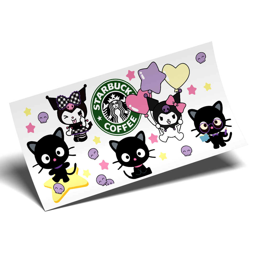 Cup Wrap Sticker UV DTF -  CHOCOCAT COFFEE KURO