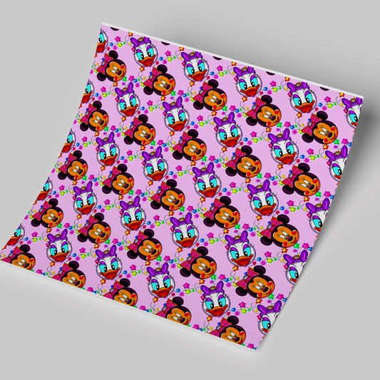 12x12 inches Patterned Vinyl - Daisy and Minnie Purple stars