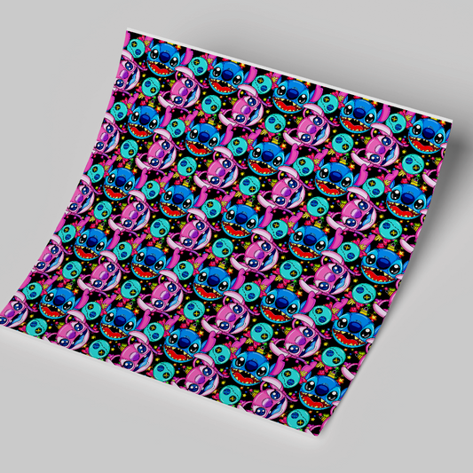 12x12 inches Patterned Vinyl - Stitch black bg