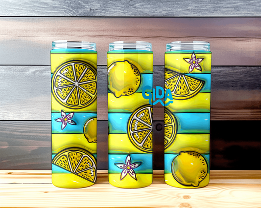 3D - Golden Lemons Summer Straight 20oz Tumbler wrap Vinyl