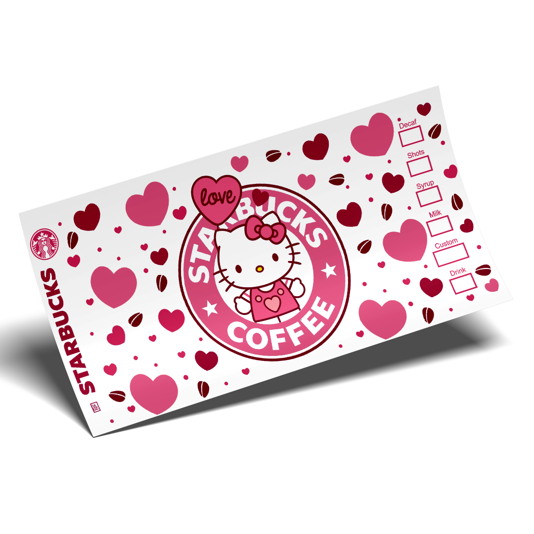 UV DTF - Pink Coffee LOVE KITTY libbey cup Wrap