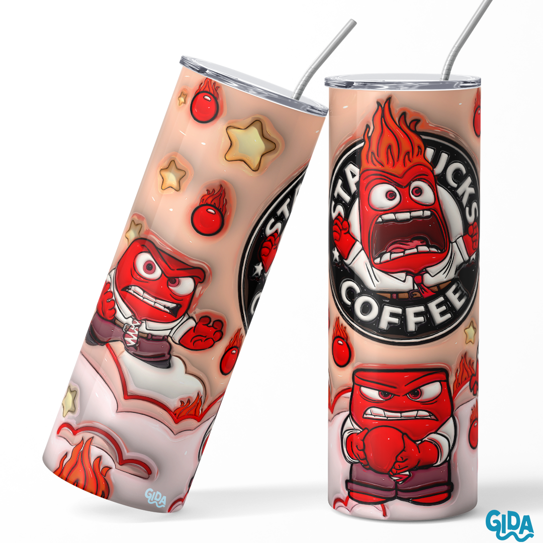 3D - Inside Out Anger Straight 20oz Tumbler wrap Vinyl