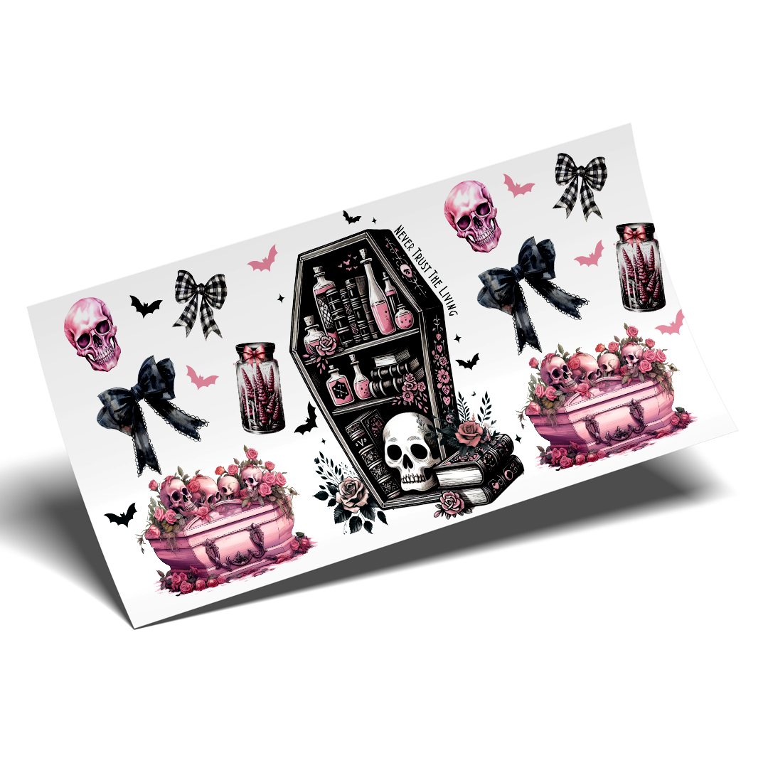 Cup Wrap Sticker UV DTF - Pink Halloween