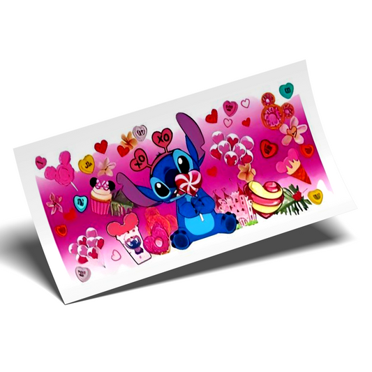 Cup Wrap Sticker  - UV DTF Stitch love balloons