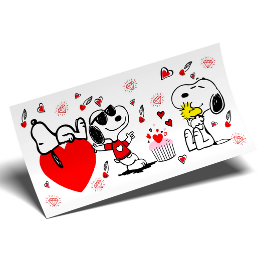 Cup Wrap Sticker  - UV DTF Love Big red heart Snoopy