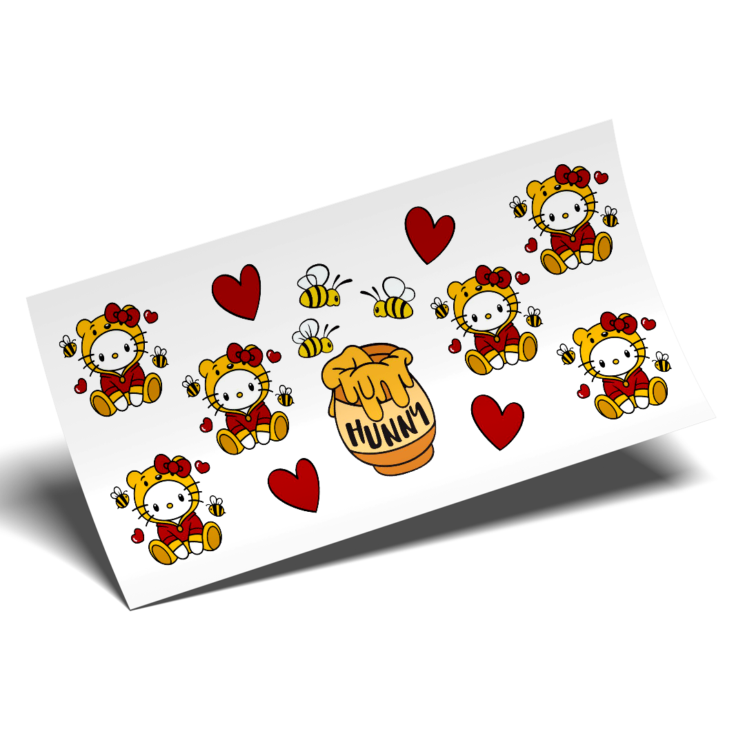 Cup Wrap Sticker  - UV DTF Kitty Honey bee