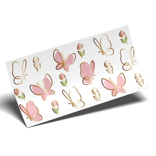 Cup Wrap Sticker  - UV DTF Golden Butterflies