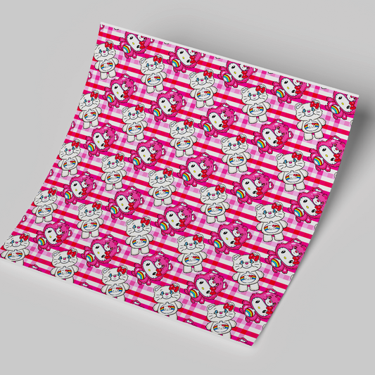 12x12 inches Patterned Vinyl - HK Pink Bear Cute friends