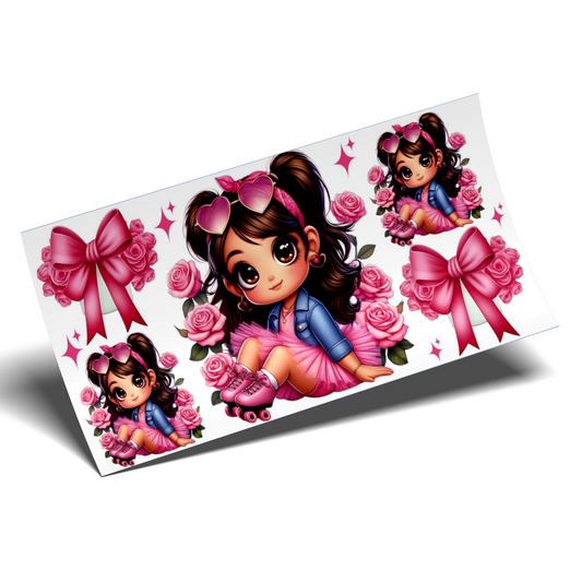 Cup Wrap Sticker UV DTF - Beautiful Pinky girl