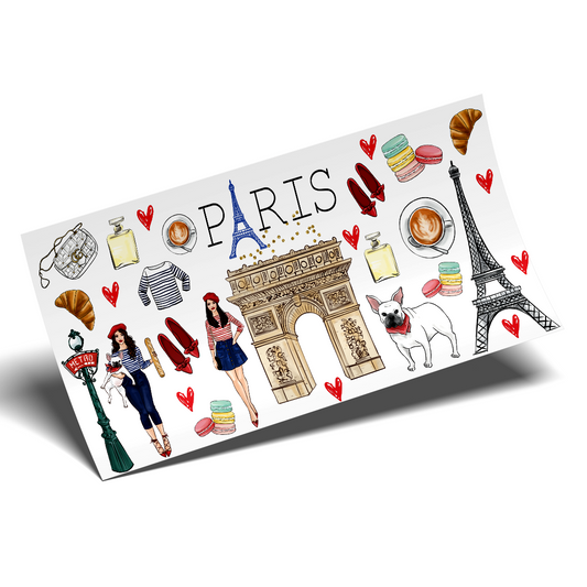 Cup Wrap Stickers UV DTF Wrap - Paris Famous Icons