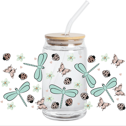 Cup Wrap UV DTF Stickers - Cute Dragonfly Libbey cup Wrap