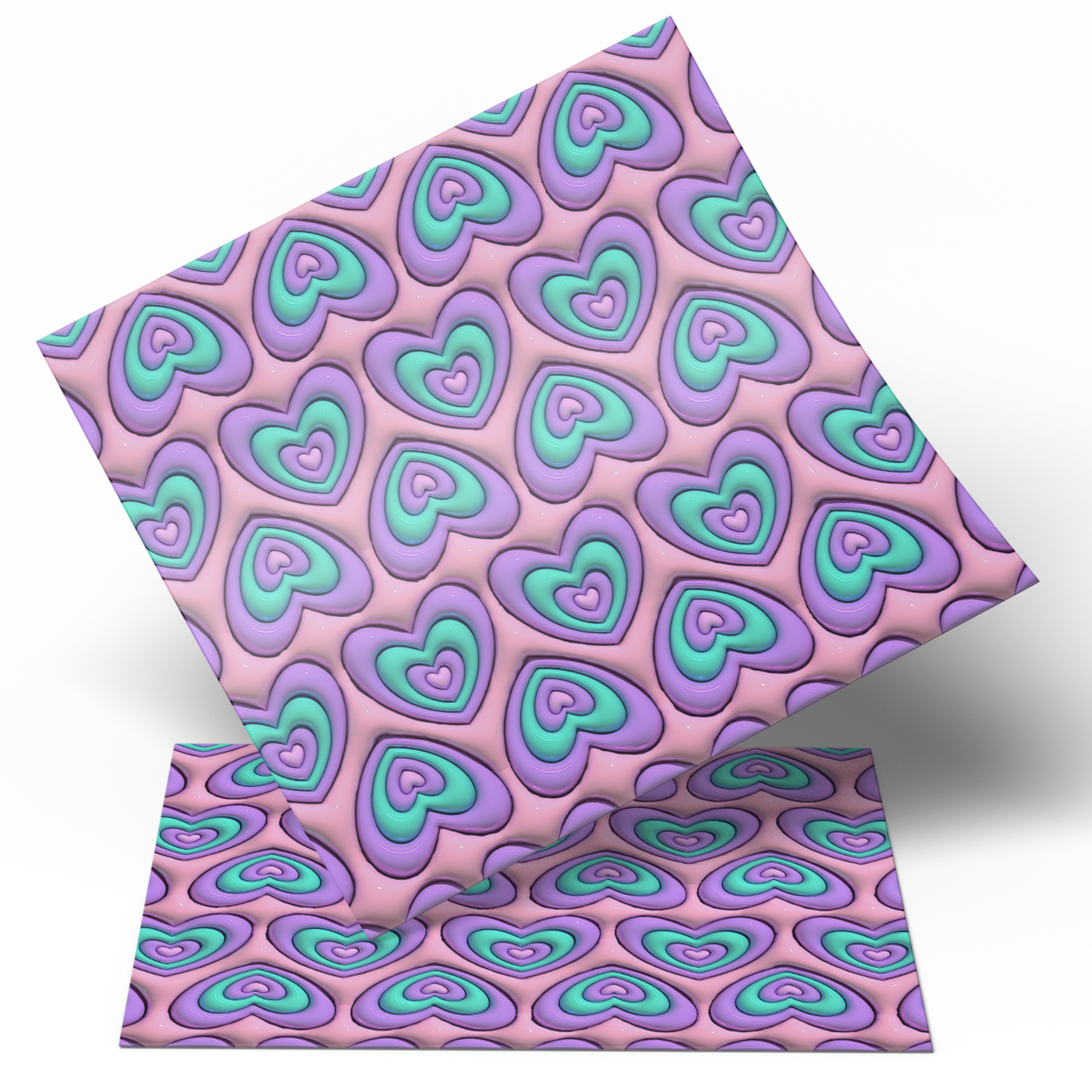 Printed Vinyl 3D - Purple Pink Hearts Straight 20oz Tumbler wrap Vinyl