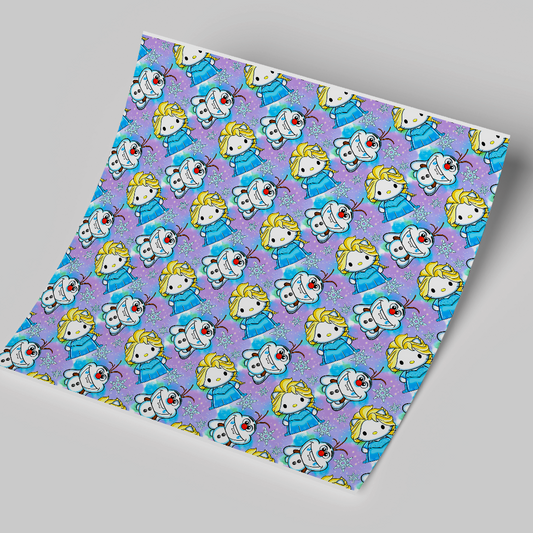 12x12 inches Patterned Vinyl - HK Elsa y Olaf Frozen