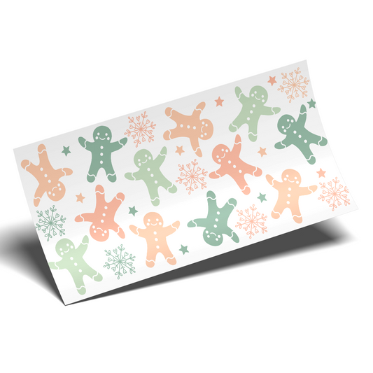 UV DTF -  Pastel Colors Gingerbread Christmas 16oz Libbey cup Wrap