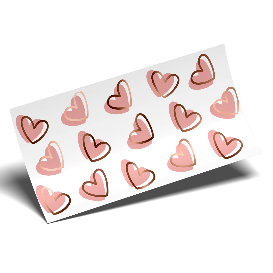 Cup Wrap Sticker  - UV DTF Pink Hearts