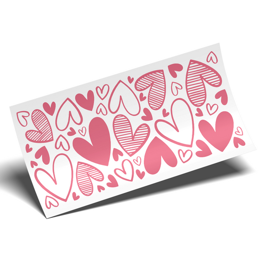 Cup Wrap Sticker UV DTF - Pink Hearts