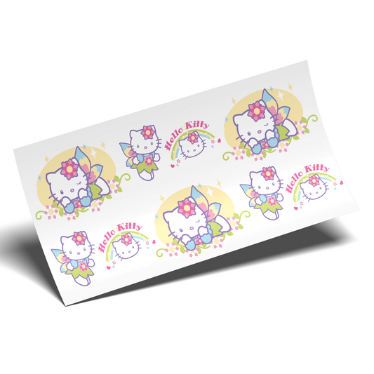 Cup Wrap Sticker  - UV DTF Kitty Pastel Butterflies