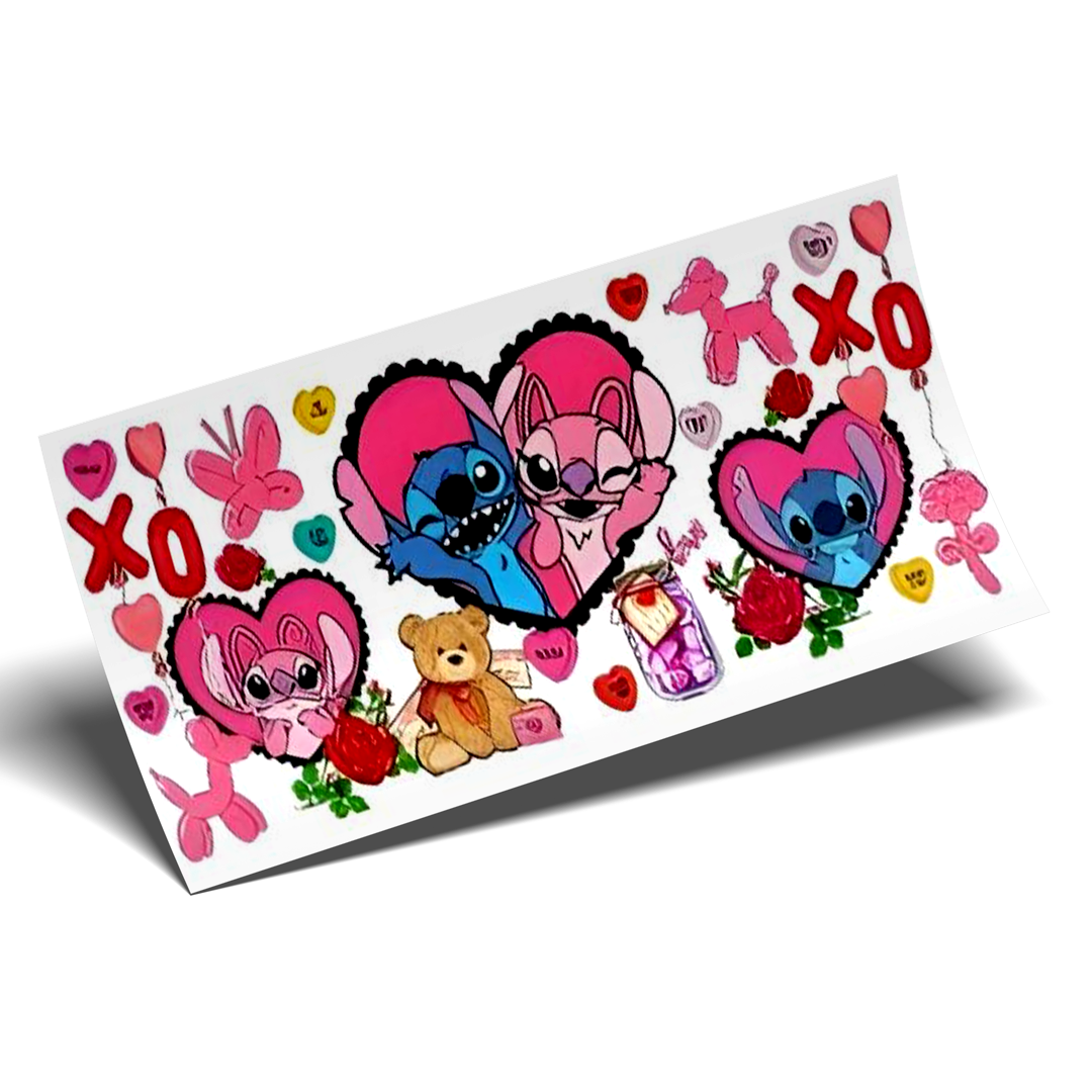 Cup Wrap Sticker  - UV DTF Stitch bear and butterflies