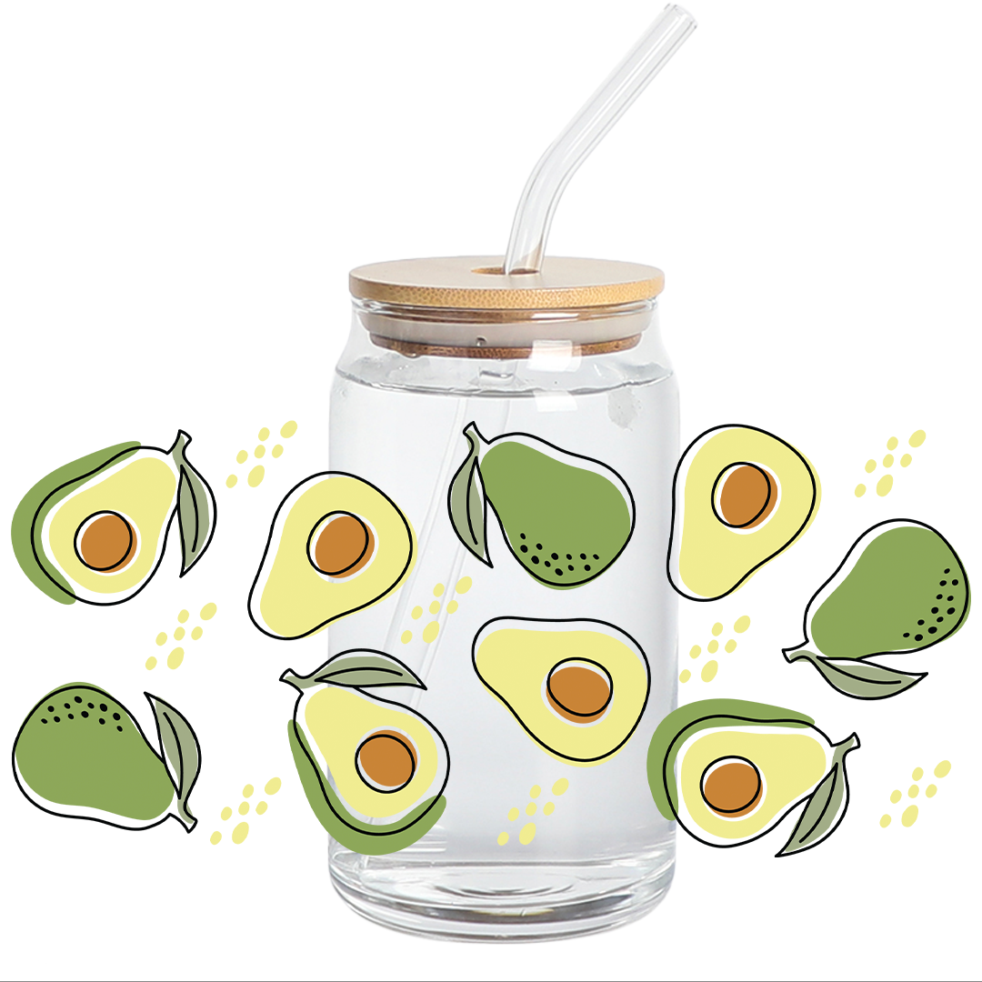 UV DTF Stickers Wrap -  Stylish Avocados Libbey cup Wrap