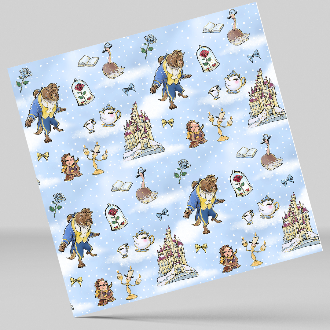 12x12 inches Belle Princess Beast  Patterned Vinyl