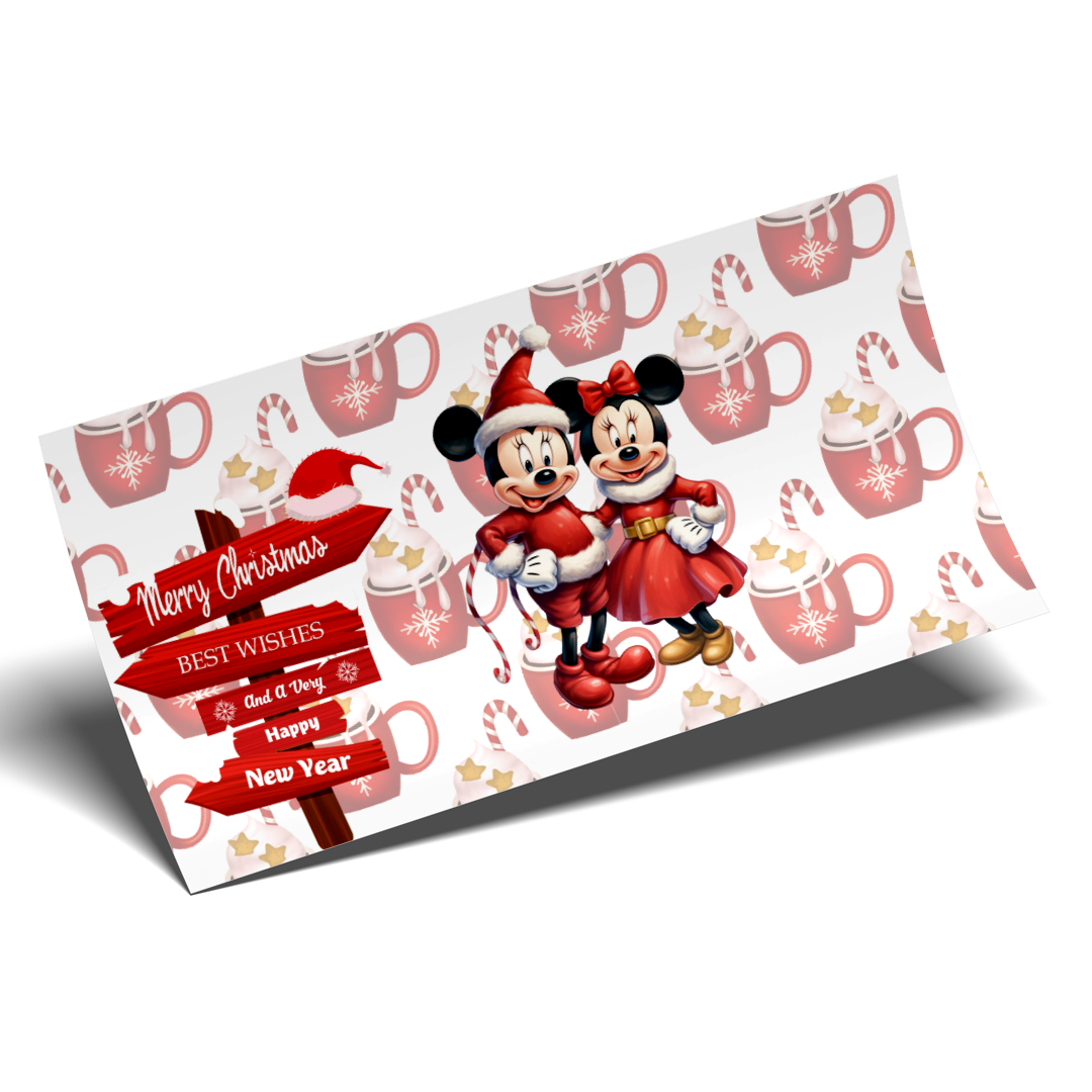 Cup Wrap Sticker  - UV DTF transfer Mickey and Minnie christmas party coffee mugs