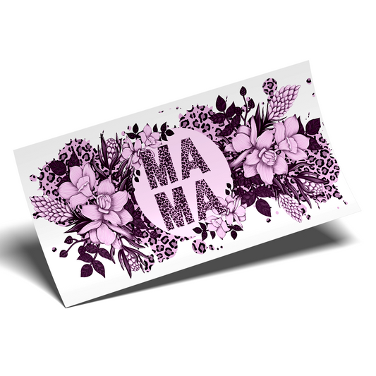 Cup Wrap Uv dtf Stickers  - Mama Purple Floral Animal Print