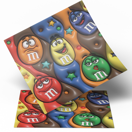 Printed Vinyl 3D - M&M Chocolate Straight 20oz Tumbler wrap Vinyl