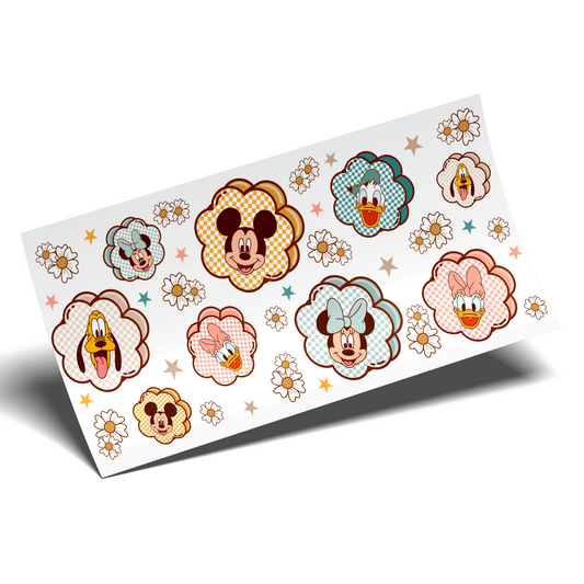 UV DTF Stickers Wrap - Mickey Checkered Friends