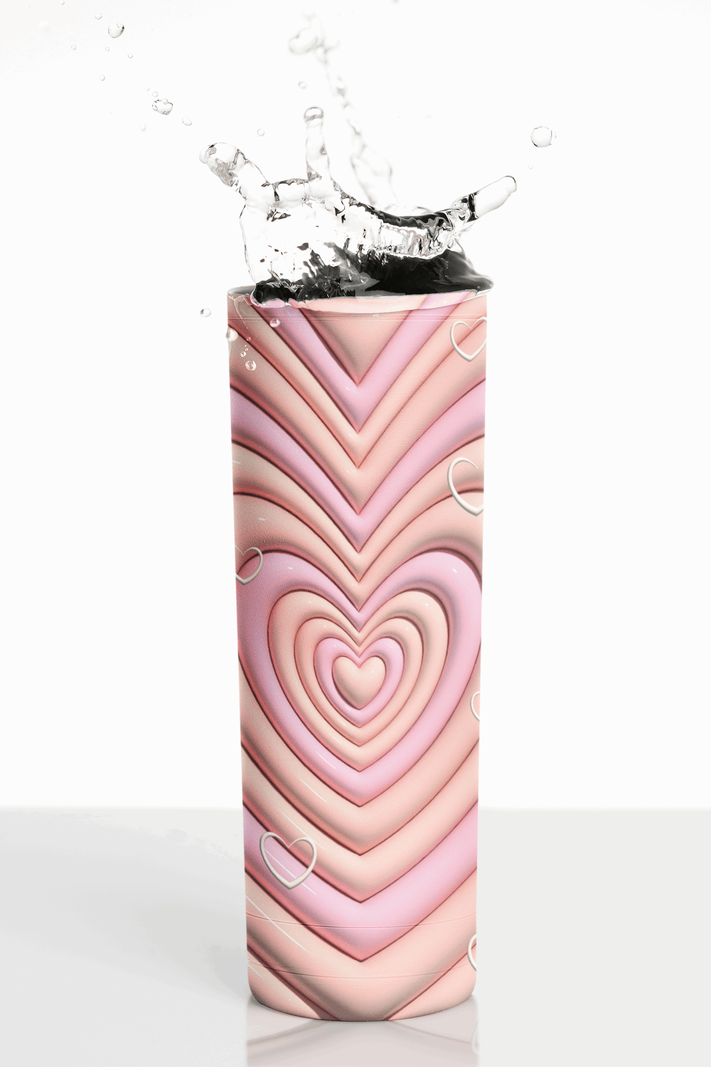 3D - Pink Little Hearts inside Big heart Straight 20oz Tumbler wrap Vinyl