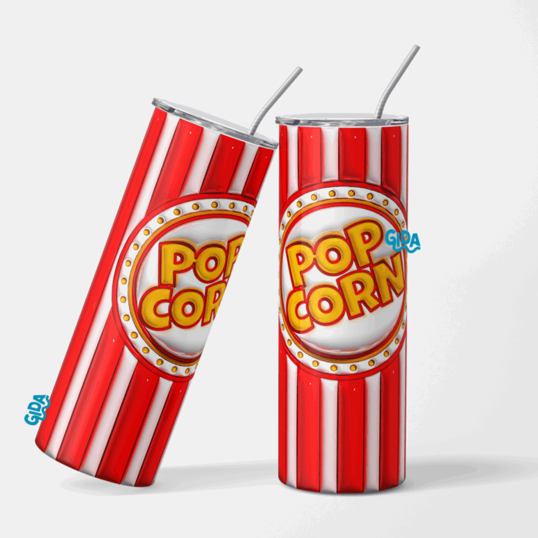 3D - Pop Corn Straight 20oz Tumbler wrap Vinyl