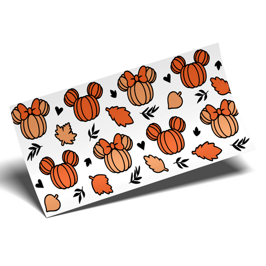 Cup Wrap Sticker  - UV DTF transfer Pumpkin Minnie's heads