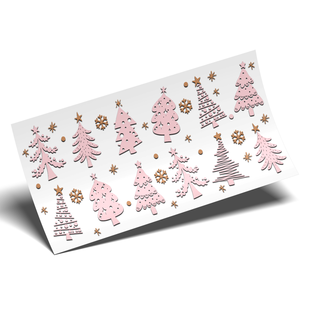 Cup Wrap Sticker  - UV DTF Pink little christmas tree