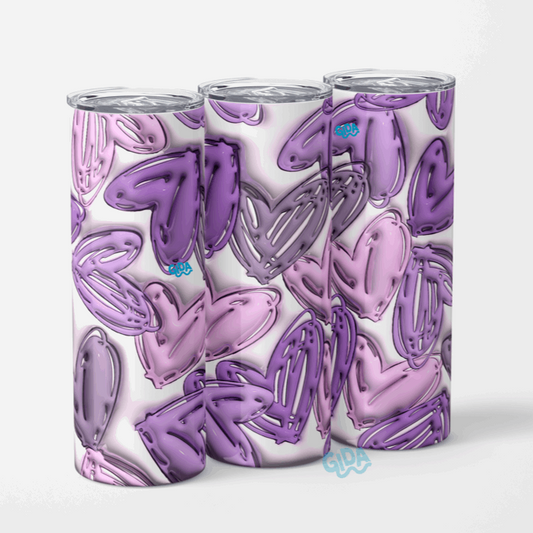 3D - Purple Hearts Straight 20oz Tumbler wrap Vinyl