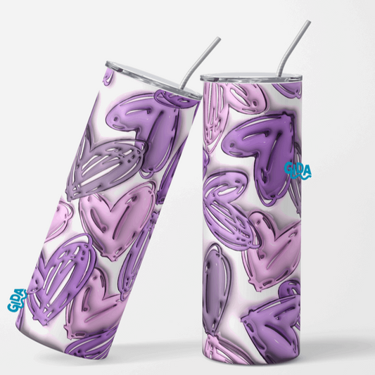 3D - Purple Hearts Straight 20oz Tumbler wrap Vinyl