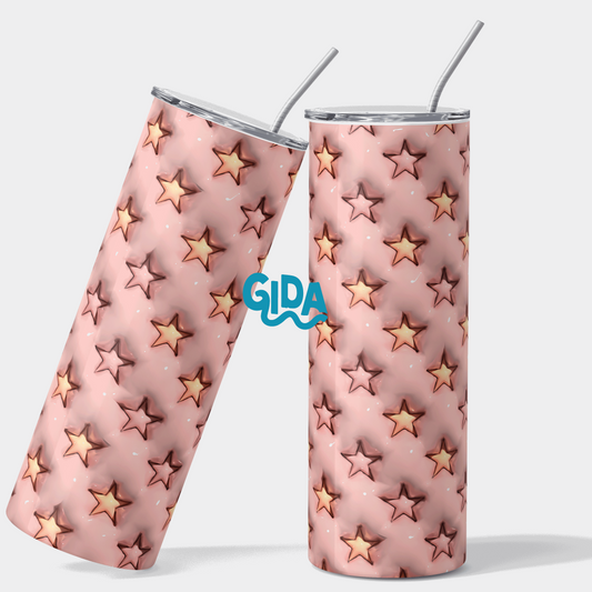 3D - ROSE GOLD STARS Straight 20oz Tumbler wrap Vinyl