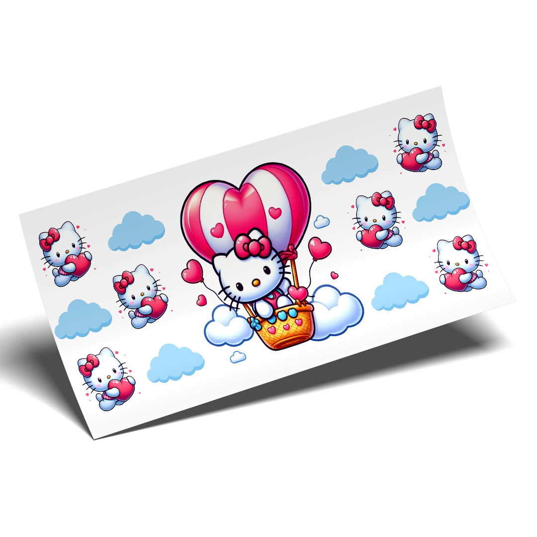 Cup Wrap Sticker UV DTF -  kitty Air Love Balloon