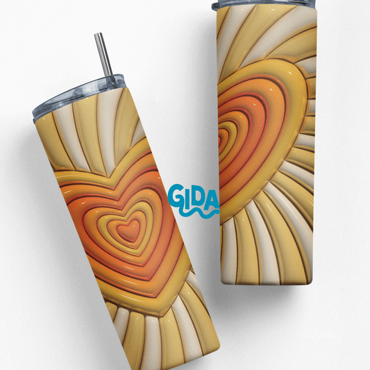 3D - Yellow Heart 20oz Tumbler wrap Vinyl