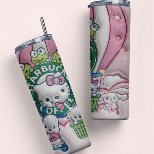 3D - Hot Balloon Hello Kitty Straight 20oz Tumbler wrap Vinyl