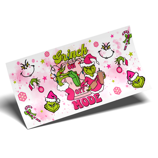 Cup Wrap Sticker  - UV DTF transfer grinch ON OFF mode